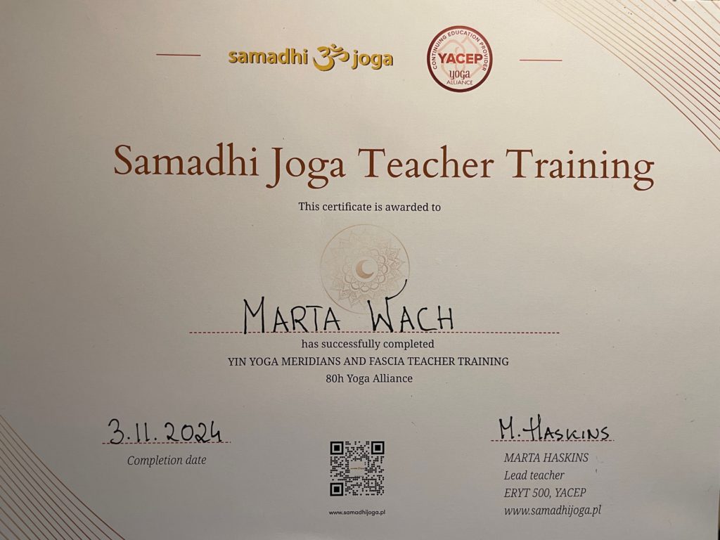 YIN YOGA MERIDIANS AND FASCIA TEACHER TRAINING 80h Yoga Alliance